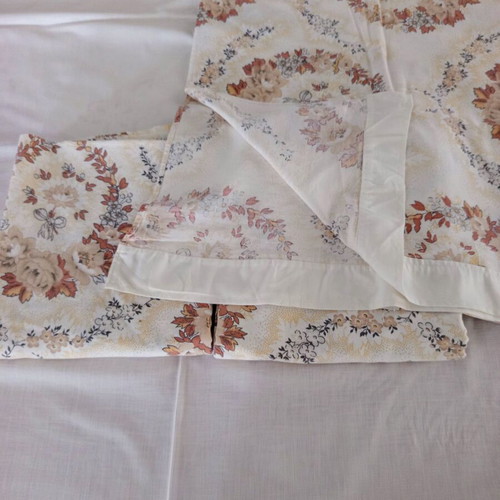 Set of 3 cotton single bed sheets used with beige-brown floral pattern