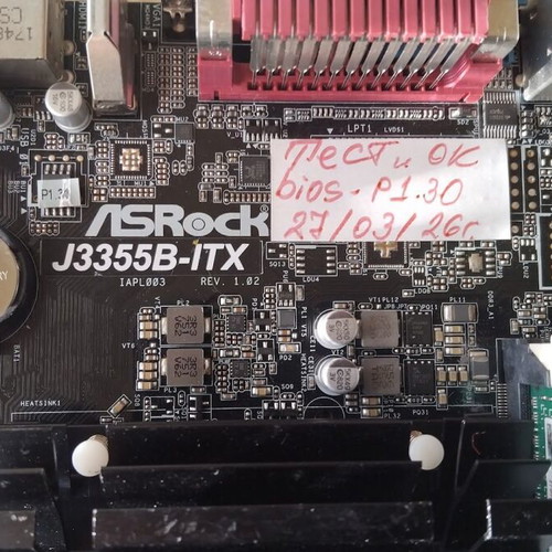 ASRock J3355B-ITX motherboard used with Intel Celeron CPU and 4GB RAM