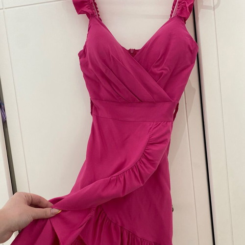 Mini dress pink like new, fuchsia with zipper