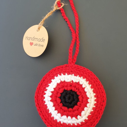 Olympiacos knitted handmade mati, new, 18cm×8cm
