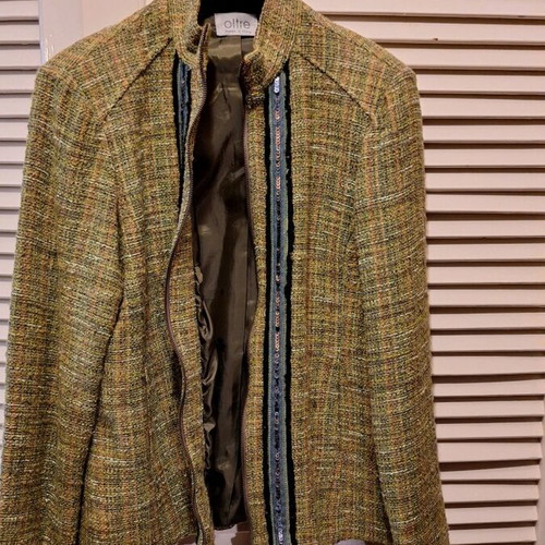 Oltre Green Checked Spring Jacket Like New