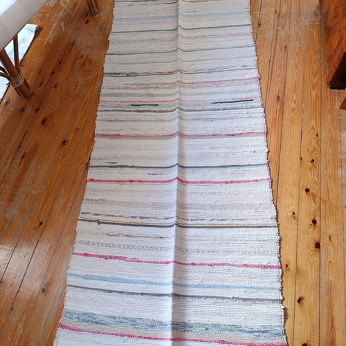 Handmade woven runner used, collectible vintage item