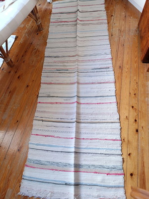 Handmade woven runner used, collectible vintage item