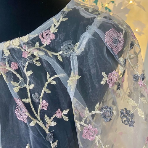 Vila mesh embroidered floral blouse new, white multicolor