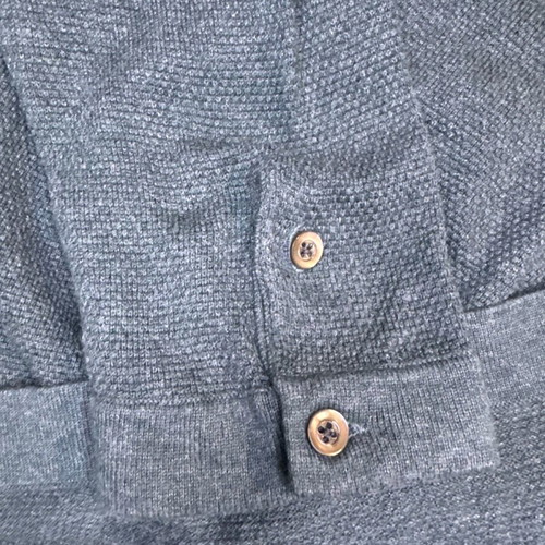 Massimo Dutti Long Sleeve Knit Polo Shirt XL used, grey and green