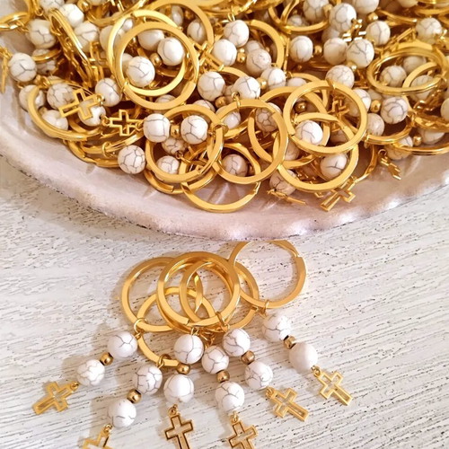 Handmade martyrika keychains with haolite beads and cross made to order