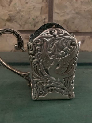 GERO art noveau tea holder used, silverplate 90