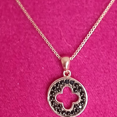 Silver 925 necklace with black zircon stones