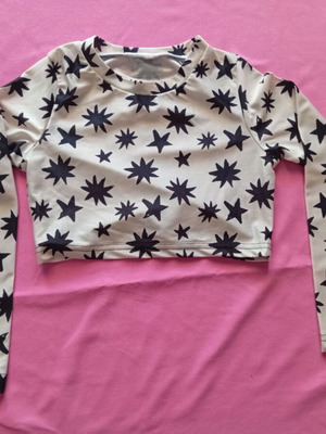 Two In A Castle Girls' Crop Top with Black Star Pattern, Like New, Size 8