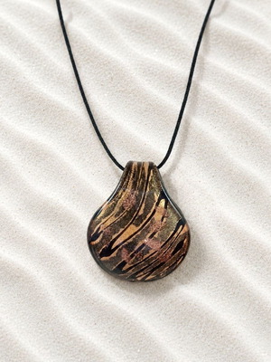 Handmade Murano glass necklace with leather strap new, multicolored