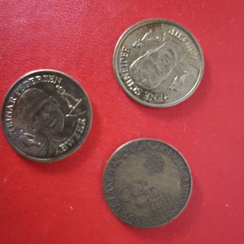 Shell Olympic Jetons 1968 used, set of 3 collectible pieces