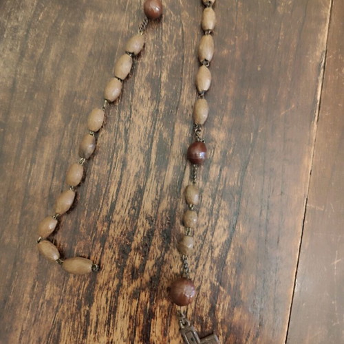 Rosary used with old chain and cross, possibly olive pit beads