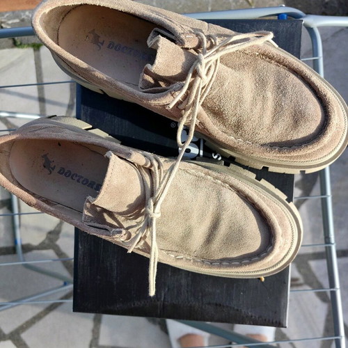 Suede shoes size 40, beige and brown, wide fit