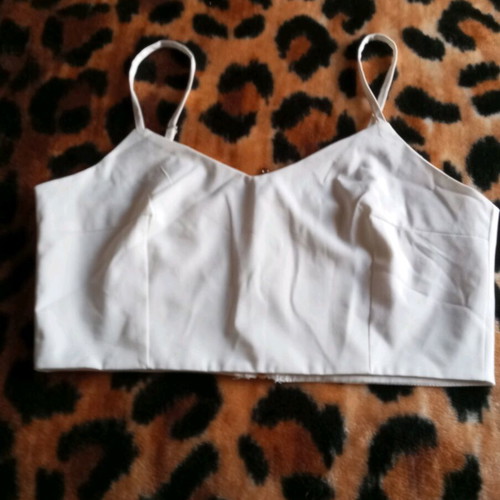 Top white with back zipper like new, size S