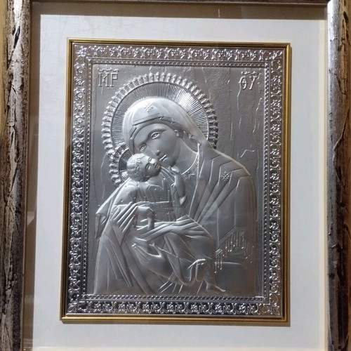 Virgin Mary icon new, silver 45×51cm