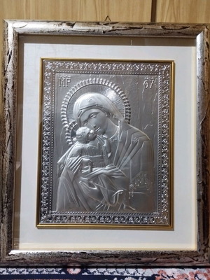 Virgin Mary icon new, silver 45×51cm