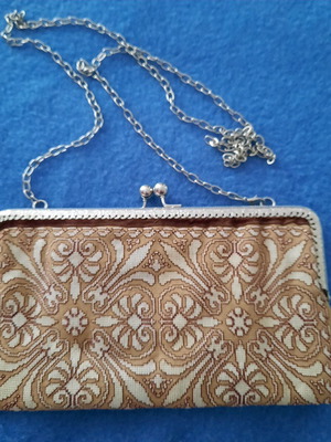 Vintage handmade shoulder bag like new, embroidered canvas clutch