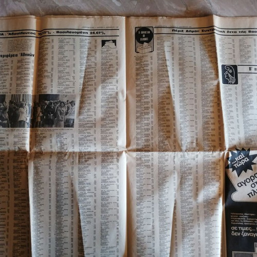 Apogevmatini newspaper Dimopsifisma 1974 used, full issue