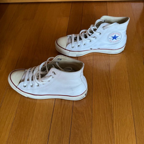 Converse white leather women's shoes used, size 37