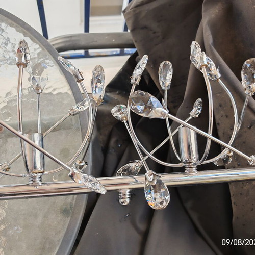 Ceiling light set with Swarovski crystals, stainless steel, G9 bulbs