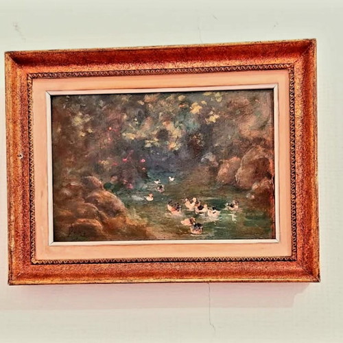 Oil painting "Oi papies" used, spatula technique