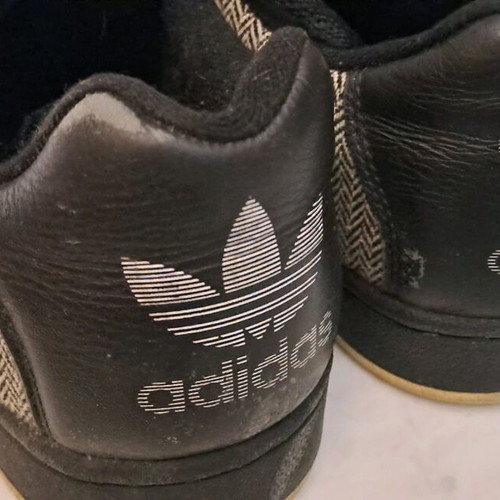 Adidas Superstar sneakers used, black with herringbone fabric