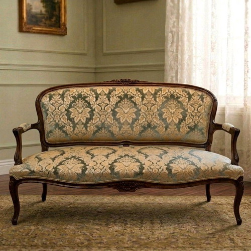 Σετ σαλονιού Louis XV στυλ σαν καινούργιο, 5 τεμάχια, μασίφ ξύλο καρυδιάς 1950