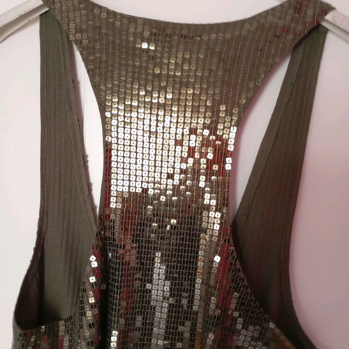 Blouse style vest with sequins Benetton medium, like new, khaki