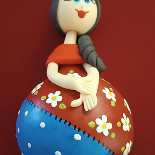 Water Gourd Doll handpainted Terra Brasil