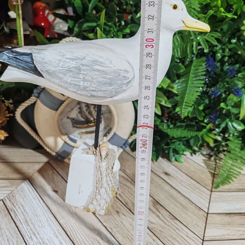 Wooden seagull and HMS Endeavour lifebuoy nautical decor set