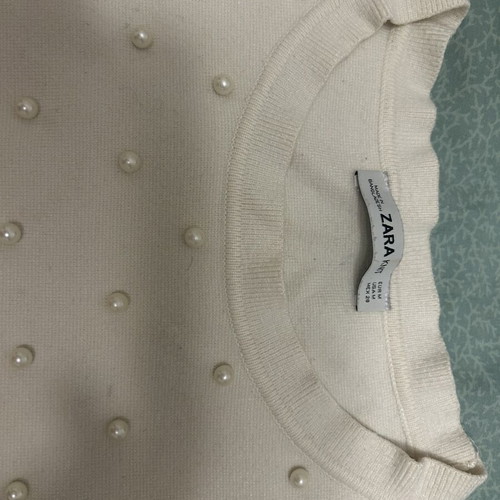 Zara sweater with pearls, beige, size M