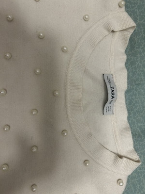 Zara sweater with pearls, beige, size M