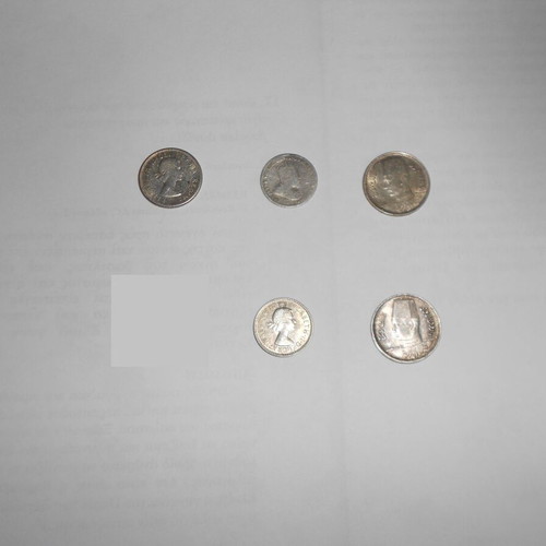 Silver foreign old coins used, pack of 5 pieces