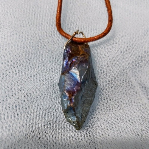 Aura stone pendant new with leather cord