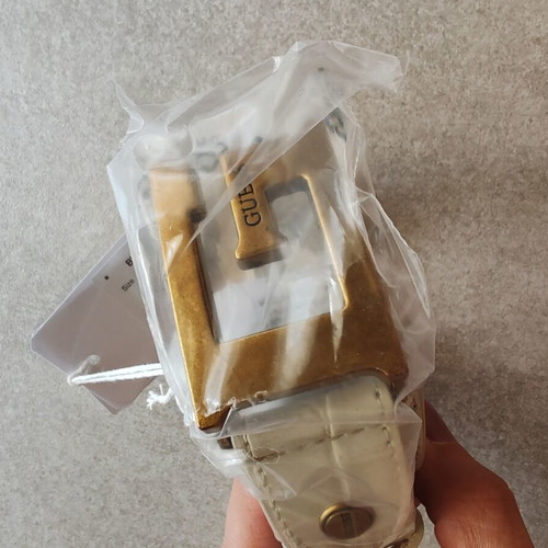 Guess women's belt with crocodile pattern, beige, size L 105cm