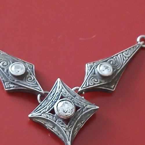 Necklace with 925 silver and zirconia, 50cm, like new