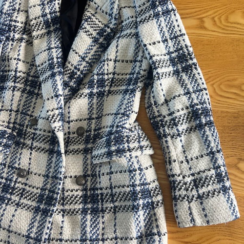Zara Tweed Checked Blazer jacket, size L