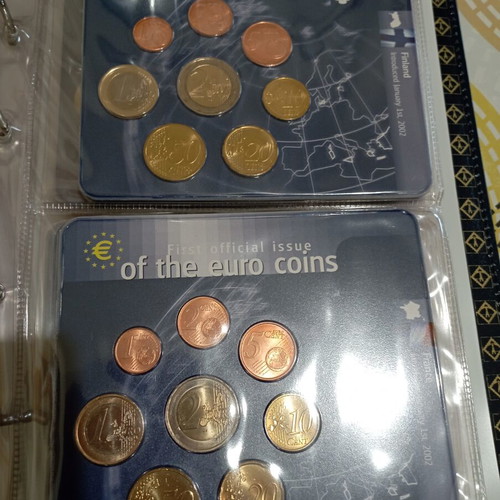 Complete Euro 2002 coin album with 12 countries, Brilliant Uncirculated