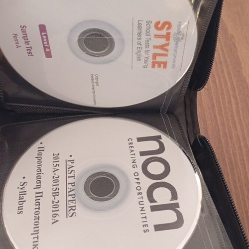 Case with used CDs for English lessons and tests, over 15 included