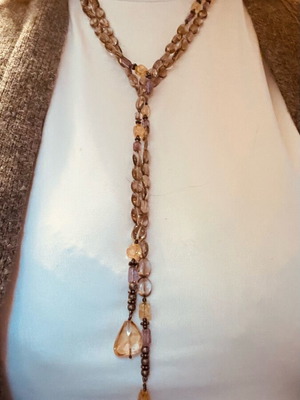 Necklace with citrine, smoky quartz semi-precious stones and 925 silver elements like new