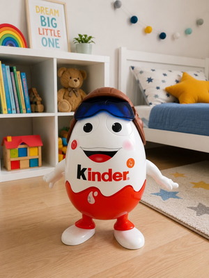 Kinder Surprise Large Collectible Storage Egg with Pilot Hat like new