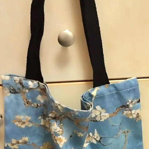 Almond Blossoms Van Gogh Fabric Shoulder Bag new, blue multicolor