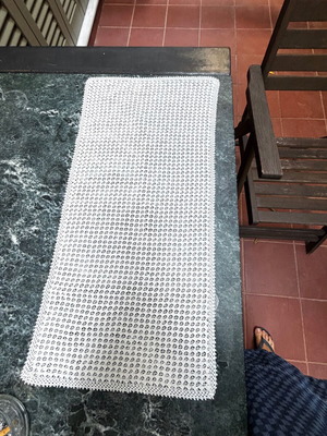 Handmade crochet small tablecloth 65x33 cm beige thread