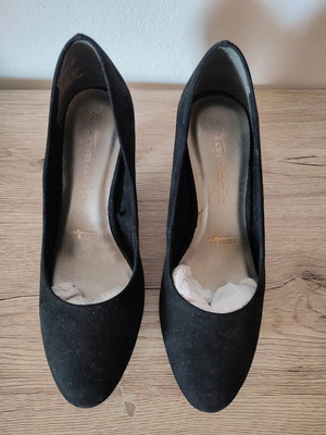 Γόβες Tamaris suede δερμάτινες αφορετες μέγεθος 38 μαύρες