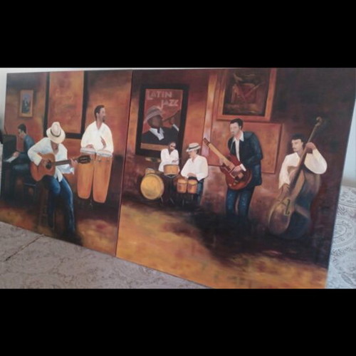 Latin Jazz Collection set of 2 paintings 90×90 cm new