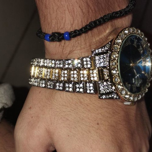 Watch new with blue dial and decorative crystals