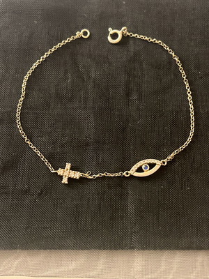 Silver delicate bracelet with cross and eye like new