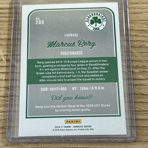 Marcus Berg Panathinaikos Panini Donruss 2016-17 card