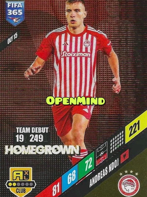 Κάρτα OLY15 Andreas Ndoj Homegrown FIFA 365 2024 Andrenalyn XL καινούργιο