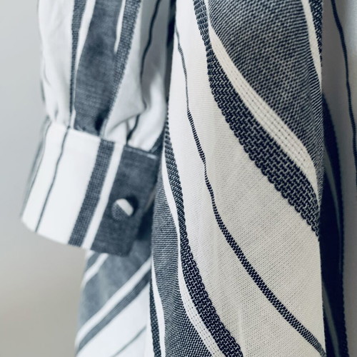 Stelios Koudounaris striped cotton dress new, size S, white and gray